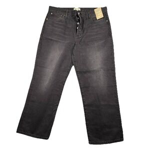 Madewell Jeans Womens Low-Slung Straight Leg Button Fly‎ Kent Wash Black Size 33